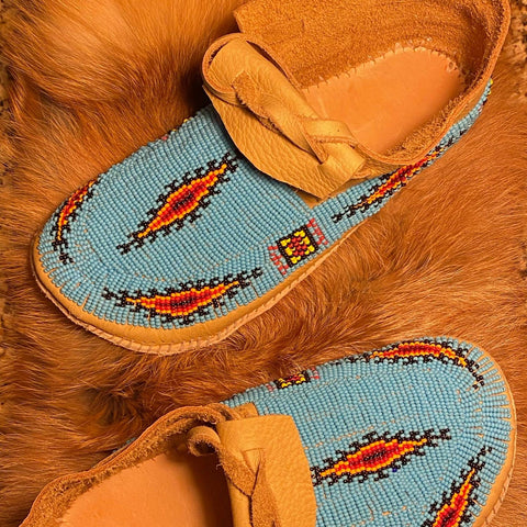 Fully Beaded Leather Moccasins - Women's Sizes