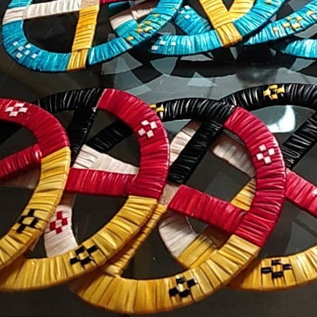 Quilled Medicine Wheel - Native American Beadwork - Medicine Wheel Hair Tie  - Lakota - Sioux - Porcupine Quill - Natural Dye