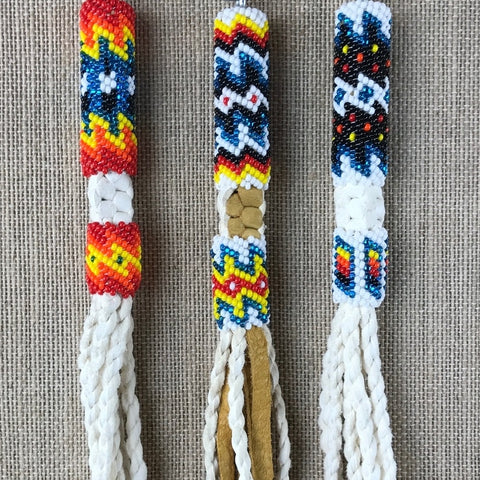 Beaded Leather Keychain